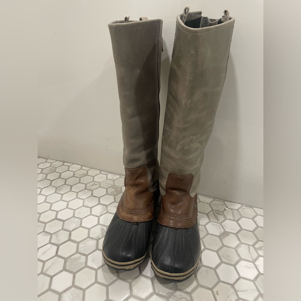Sorel Women's Sz 9.5 M Slimpack II Tall Riding Boots Gray Pull On